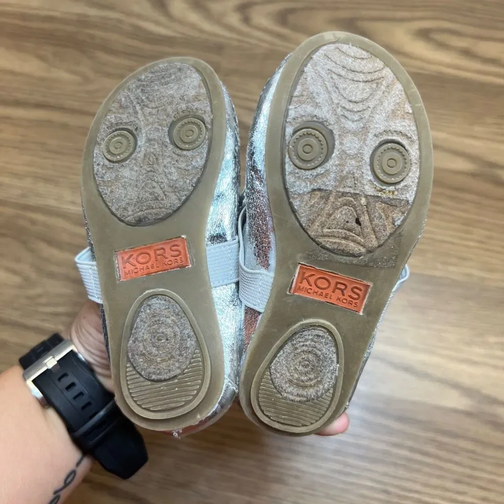 Michael Kors Baby Lux Shoes Ballet Flats Lil Rosie Silver‎ Size 7